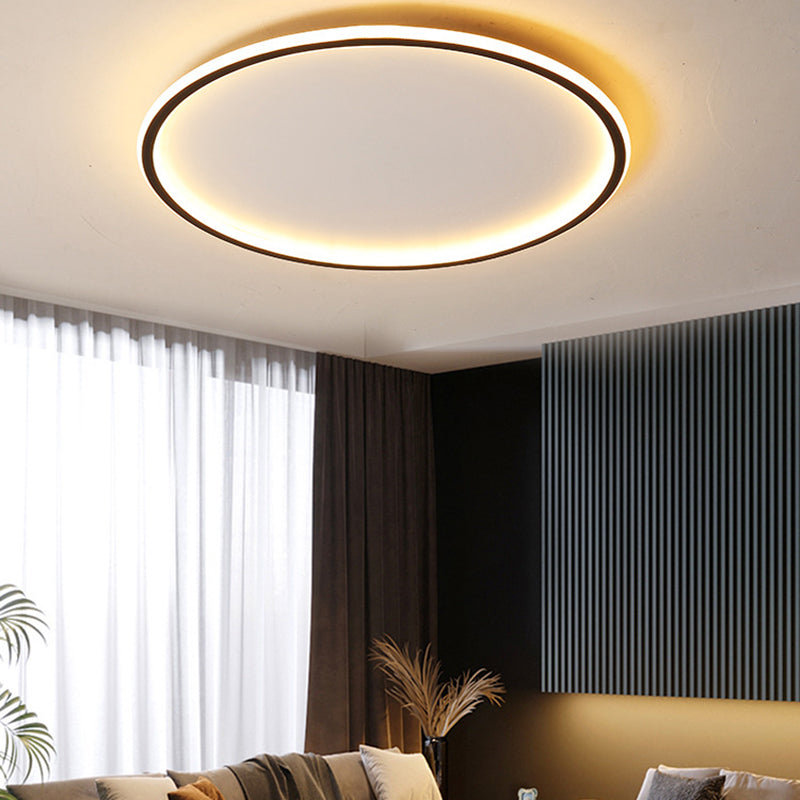 Circle Close to Ceiling Lighting Simple Style Acrylic LED Bedroom Flush-Mount Light Fixture in Black Black Warm Clearhalo 'Ceiling Lights' 'Close To Ceiling Lights' 'Lighting' 2630975