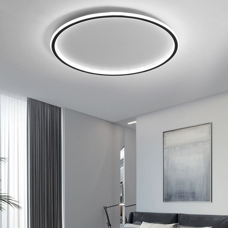 Circle Close to Ceiling Lighting Simple Style Acrylic LED Bedroom Flush-Mount Light Fixture in Black Black White Clearhalo 'Ceiling Lights' 'Close To Ceiling Lights' 'Lighting' 2630976