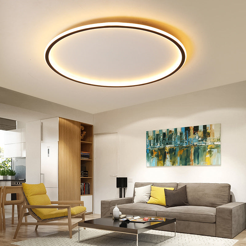 Circle Close to Ceiling Lighting Simple Style Acrylic LED Bedroom Flush-Mount Light Fixture in Black Clearhalo 'Ceiling Lights' 'Close To Ceiling Lights' 'Lighting' 2630977