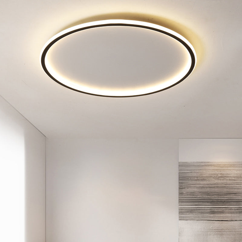 Circle Close to Ceiling Lighting Simple Style Acrylic LED Bedroom Flush-Mount Light Fixture in Black Black Clearhalo 'Ceiling Lights' 'Close To Ceiling Lights' 'Lighting' 2630978