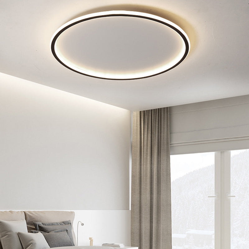 Circle Close to Ceiling Lighting Simple Style Acrylic LED Bedroom Flush-Mount Light Fixture in Black Clearhalo 'Ceiling Lights' 'Close To Ceiling Lights' 'Lighting' 2630979