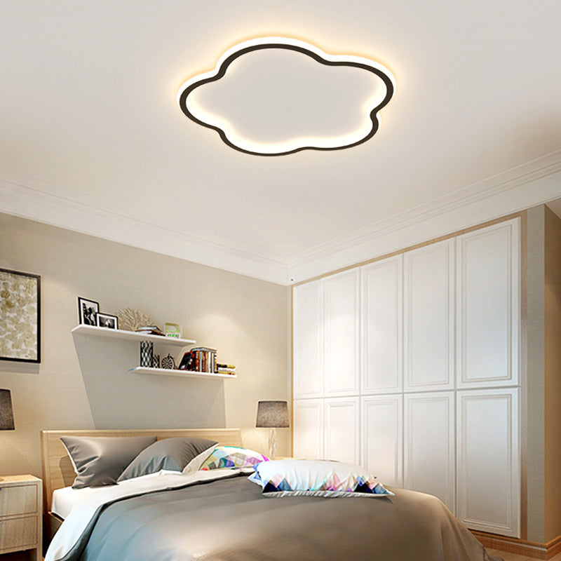 Flower Bedroom Flush Ceiling Light Fixture Metal LED Modern Close to Ceiling Lighting Fixture Black Clearhalo 'Ceiling Lights' 'Close To Ceiling Lights' 'Lighting' 2630988