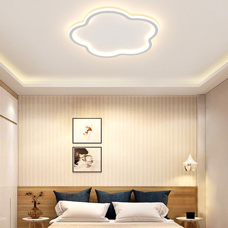 Flower Bedroom Flush Ceiling Light Fixture Metal LED Modern Close to Ceiling Lighting Fixture White Clearhalo 'Ceiling Lights' 'Close To Ceiling Lights' 'Lighting' 2630990