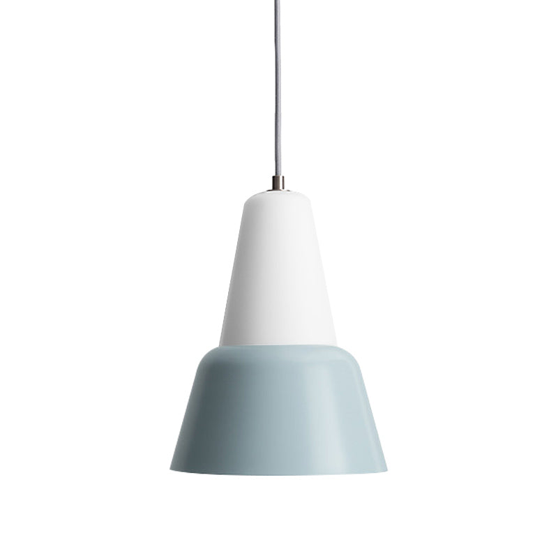 Cone Hanging Light Fixture Macaron Metal 1 Head 6.5"/10.5" Height Pink/Blue/Black Pendant Ceiling Light Clearhalo 'Ceiling Lights' 'Glass shade' 'Glass' 'Modern Pendants' 'Modern' 'Pendant Lights' 'Pendants' Lighting' 263101