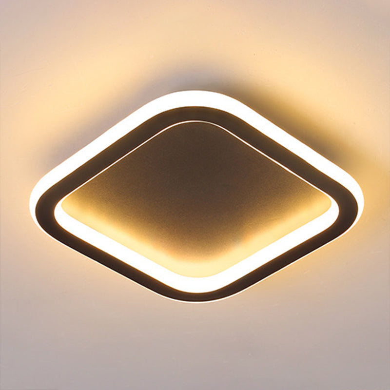 Metal Geometric Ceiling Light Fixture Contemporary LED Flush Mount Ceiling Light Black Square Plate Clearhalo 'Ceiling Lights' 'Close To Ceiling Lights' 'Lighting' 2631012