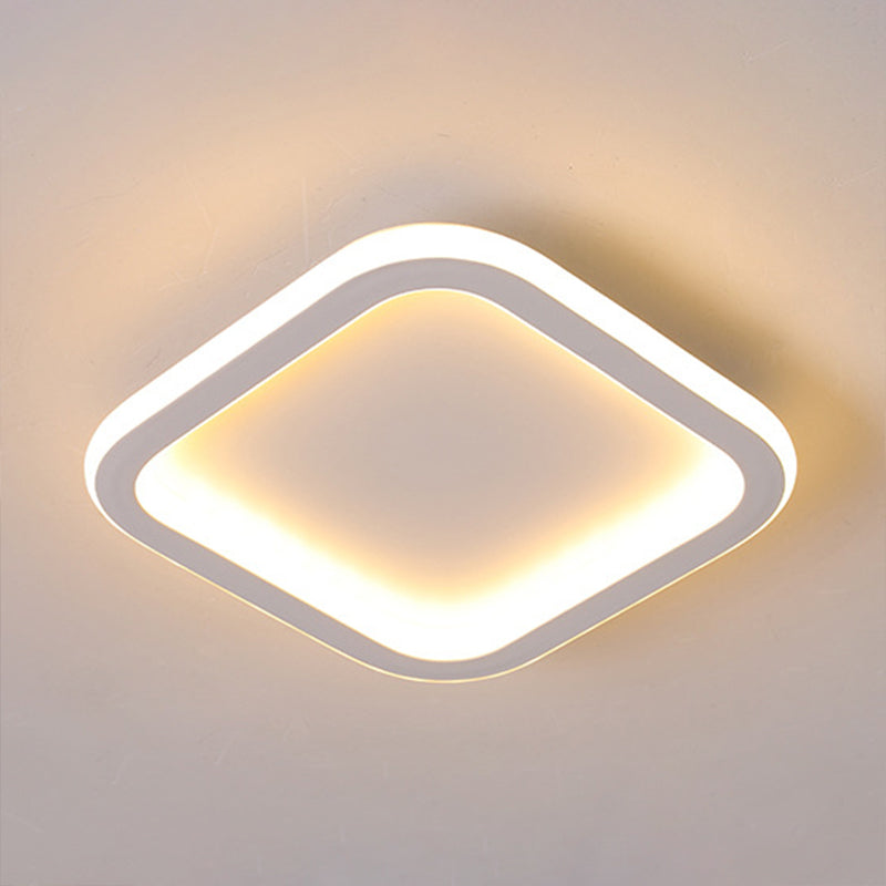 Metal Geometric Ceiling Light Fixture Contemporary LED Flush Mount Ceiling Light White Square Plate Clearhalo 'Ceiling Lights' 'Close To Ceiling Lights' 'Lighting' 2631015