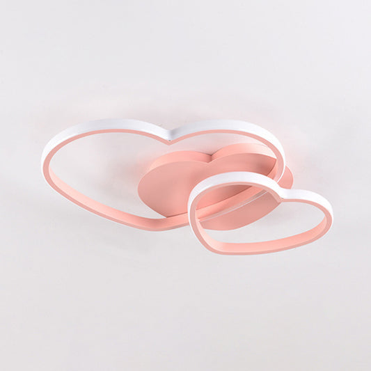 Metal Heart-Shape Flush Mount Lighting Modern Style LED Ceiling Mount Light Fixture Pink Clearhalo 'Ceiling Lights' 'Close To Ceiling Lights' 'Lighting' 2631028