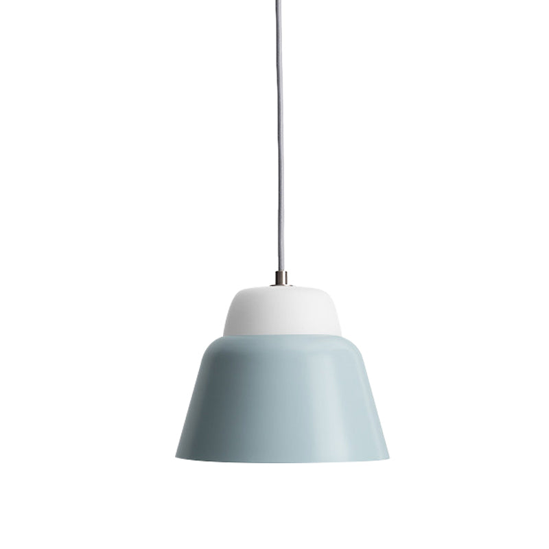 Cone Hanging Light Fixture Macaron Metal 1 Head 6.5"/10.5" Height Pink/Blue/Black Pendant Ceiling Light Clearhalo 'Ceiling Lights' 'Glass shade' 'Glass' 'Modern Pendants' 'Modern' 'Pendant Lights' 'Pendants' Lighting' 263105