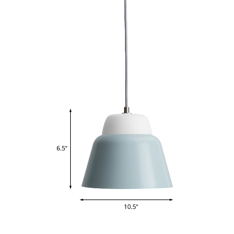 Cone Hanging Light Fixture Macaron Metal 1 Head 6.5"/10.5" Height Pink/Blue/Black Pendant Ceiling Light Clearhalo 'Ceiling Lights' 'Glass shade' 'Glass' 'Modern Pendants' 'Modern' 'Pendant Lights' 'Pendants' Lighting' 263106