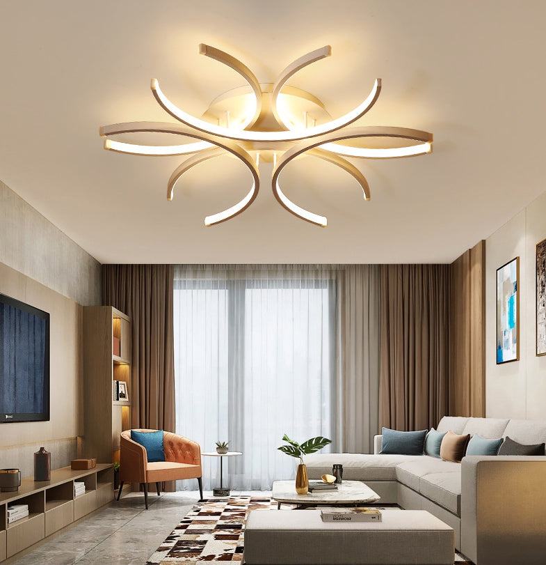 White Petal Flushmount Ceiling Lamp Contemporary LED Metal Flush Mount Ceiling Chandelier Clearhalo 'Ceiling Lights' 'Close To Ceiling Lights' 'Lighting' 2631062