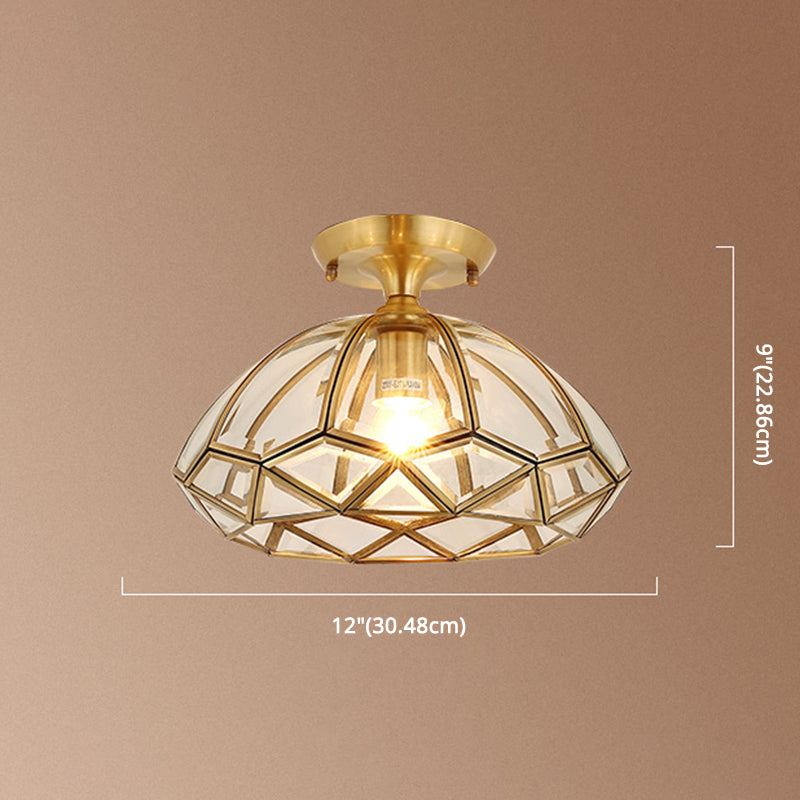 Brass Beveled Close To Ceiling Lighting Fixture Traditional Glass Aisle Ceiling Mounted Fixture Clearhalo 'Ceiling Lights' 'Close To Ceiling Lights' 'Lighting' 2631069