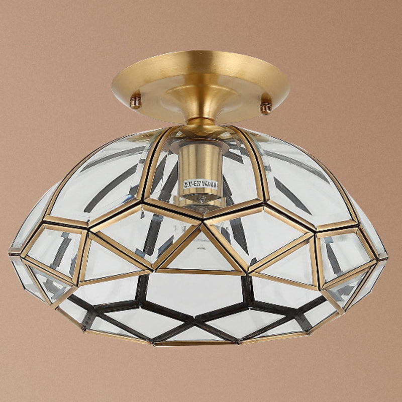 Brass Beveled Close To Ceiling Lighting Fixture Traditional Glass Aisle Ceiling Mounted Fixture Clearhalo 'Ceiling Lights' 'Close To Ceiling Lights' 'Lighting' 2631071