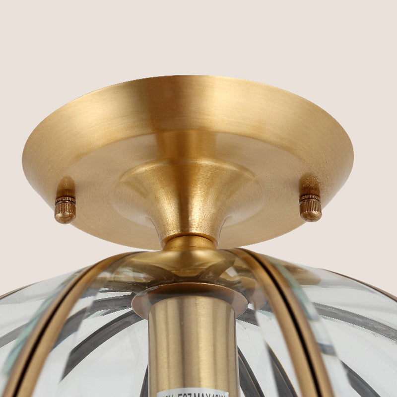 Brass Beveled Close To Ceiling Lighting Fixture Traditional Glass Aisle Ceiling Mounted Fixture Clearhalo 'Ceiling Lights' 'Close To Ceiling Lights' 'Lighting' 2631072