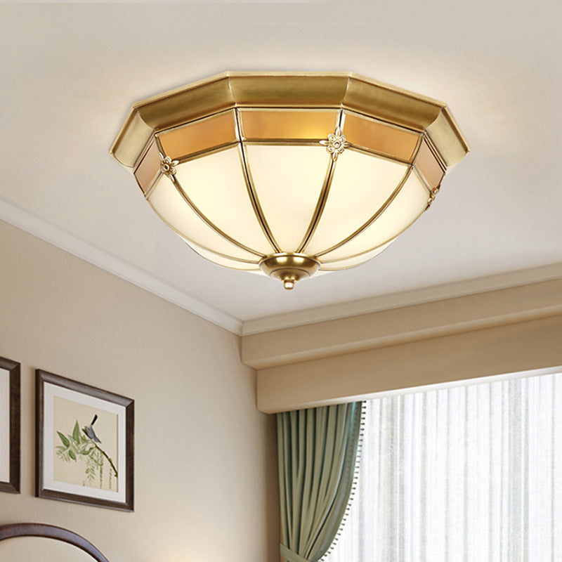 Glass Brass Ceiling Mount Light Fixture Bowl Classic Flush Mount Ceiling Lighting Fixture Clearhalo 'Ceiling Lights' 'Close To Ceiling Lights' 'Lighting' 2631088