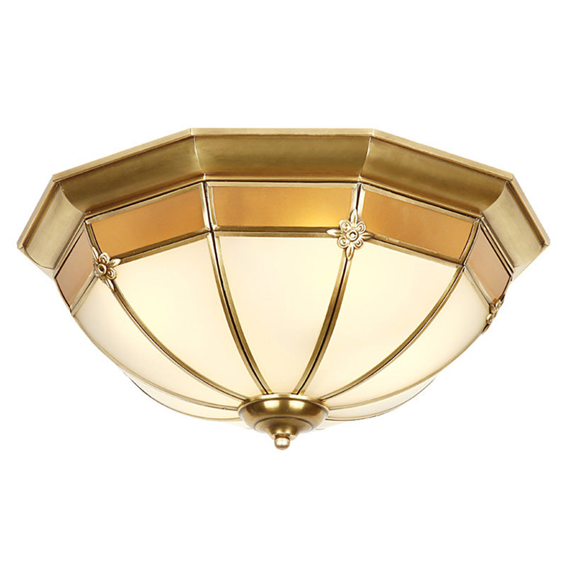 Glass Brass Ceiling Mount Light Fixture Bowl Classic Flush Mount Ceiling Lighting Fixture Brass Clearhalo 'Ceiling Lights' 'Close To Ceiling Lights' 'Lighting' 2631091