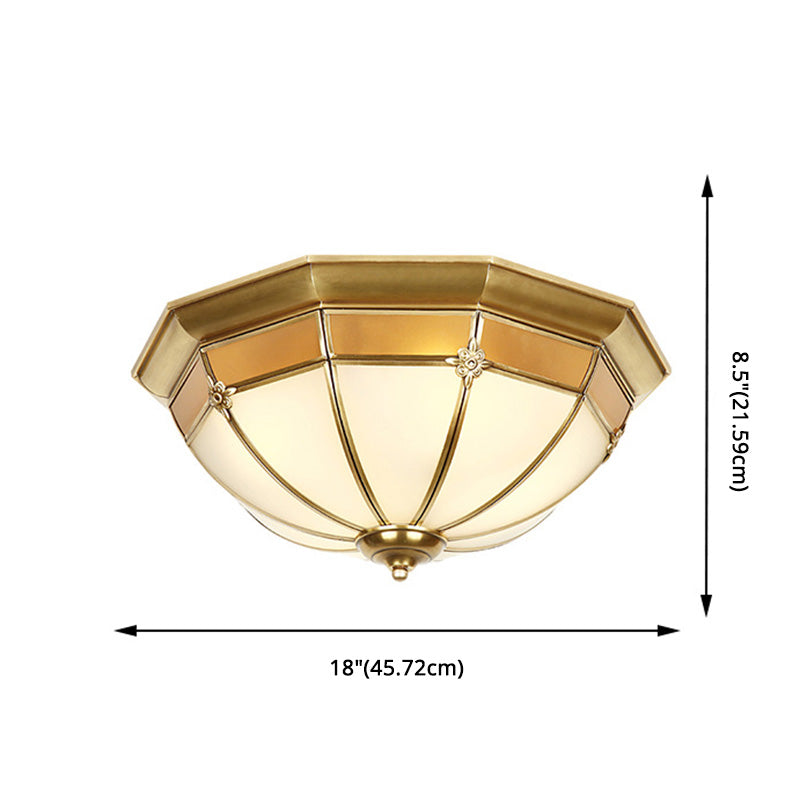 Glass Brass Ceiling Mount Light Fixture Bowl Classic Flush Mount Ceiling Lighting Fixture Clearhalo 'Ceiling Lights' 'Close To Ceiling Lights' 'Lighting' 2631092