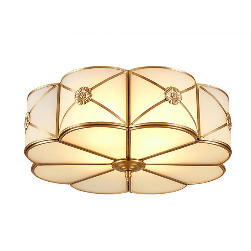 Glass Brass Close To Ceiling Light Clover Traditional Flush Mount Ceiling Light Fixture Clearhalo 'Ceiling Lights' 'Close To Ceiling Lights' 'Lighting' 2631139