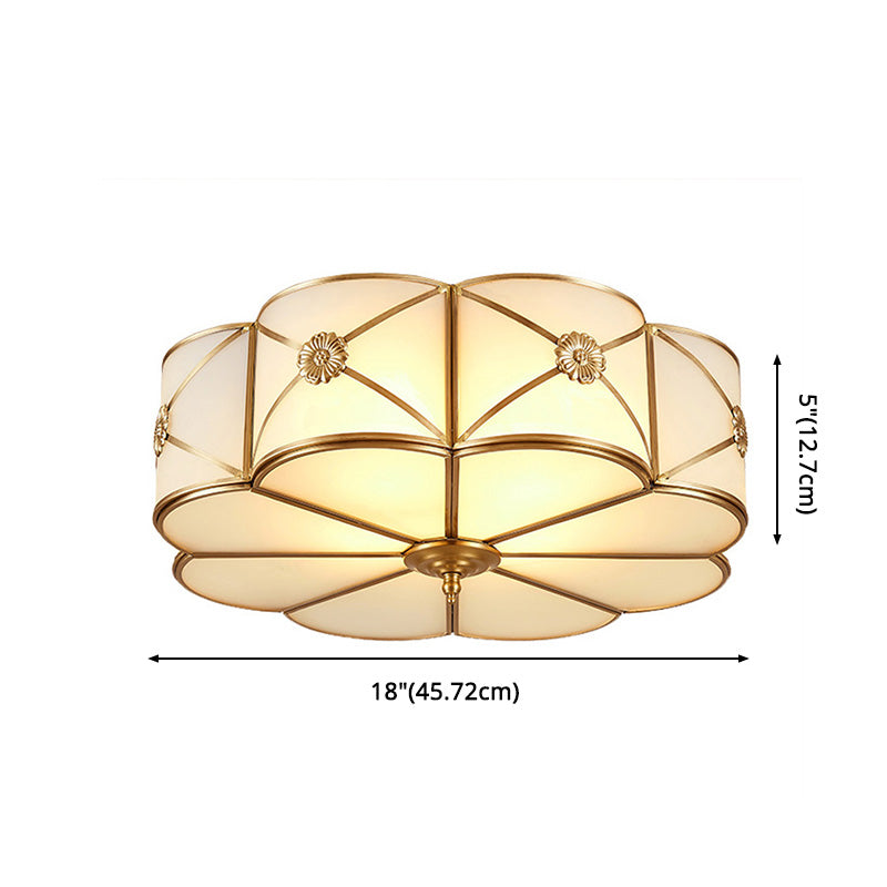 Glass Brass Close To Ceiling Light Clover Traditional Flush Mount Ceiling Light Fixture Clearhalo 'Ceiling Lights' 'Close To Ceiling Lights' 'Lighting' 2631140