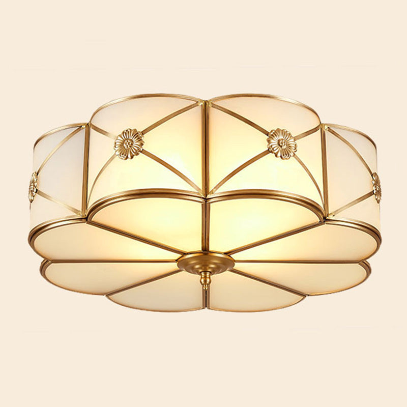 Glass Brass Close To Ceiling Light Clover Traditional Flush Mount Ceiling Light Fixture Brass Clearhalo 'Ceiling Lights' 'Close To Ceiling Lights' 'Lighting' 2631141