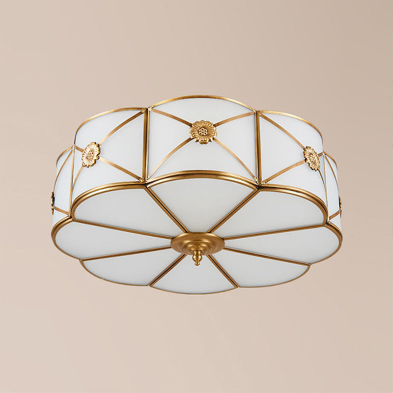 Glass Brass Close To Ceiling Light Clover Traditional Flush Mount Ceiling Light Fixture Clearhalo 'Ceiling Lights' 'Close To Ceiling Lights' 'Lighting' 2631142