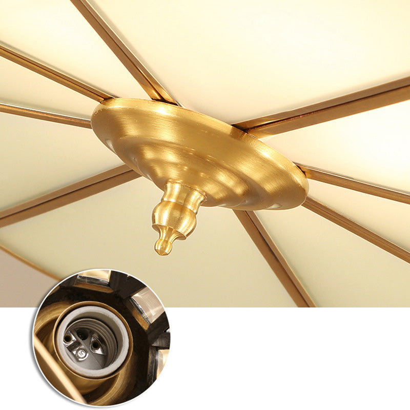 Glass Brass Close To Ceiling Light Clover Traditional Flush Mount Ceiling Light Fixture Clearhalo 'Ceiling Lights' 'Close To Ceiling Lights' 'Lighting' 2631143