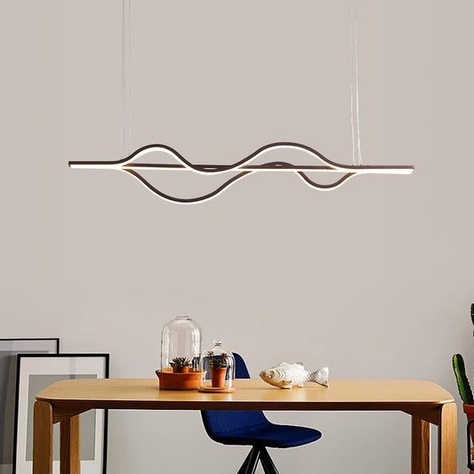Brown Lines Island Lighting Fixture Contemporary LED Acrylic Hanging Ceiling Light Clearhalo 'Ceiling Lights' 'Island Lights' 'Lighting' 2631186