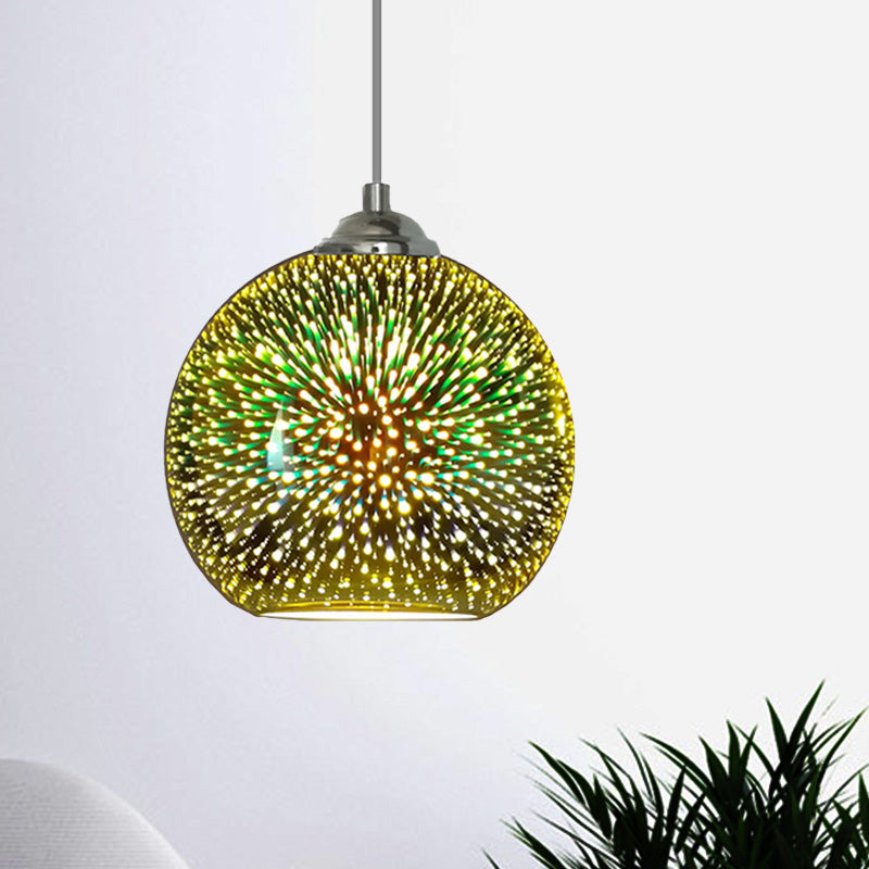 Globe Hanging Light Fixture Modern Gold/Copper 3D Glass 1 Head 8"/10" Wide Dining Room Pendant Lamp Gold Clearhalo 'Ceiling Lights' 'Chandeliers' 'Glass shade' 'Glass' 'Modern Pendants' 'Modern' 'Pendant Lights' 'Pendants' Lighting' 263120