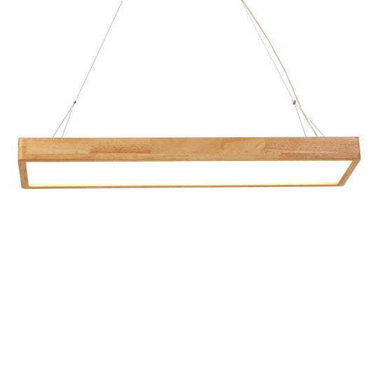 Wood Rectangle Island Lighting Fixture Modern Style LED Wooden Hanging Ceiling Light Wood Clearhalo 'Ceiling Lights' 'Island Lights' 'Lighting' 2631238