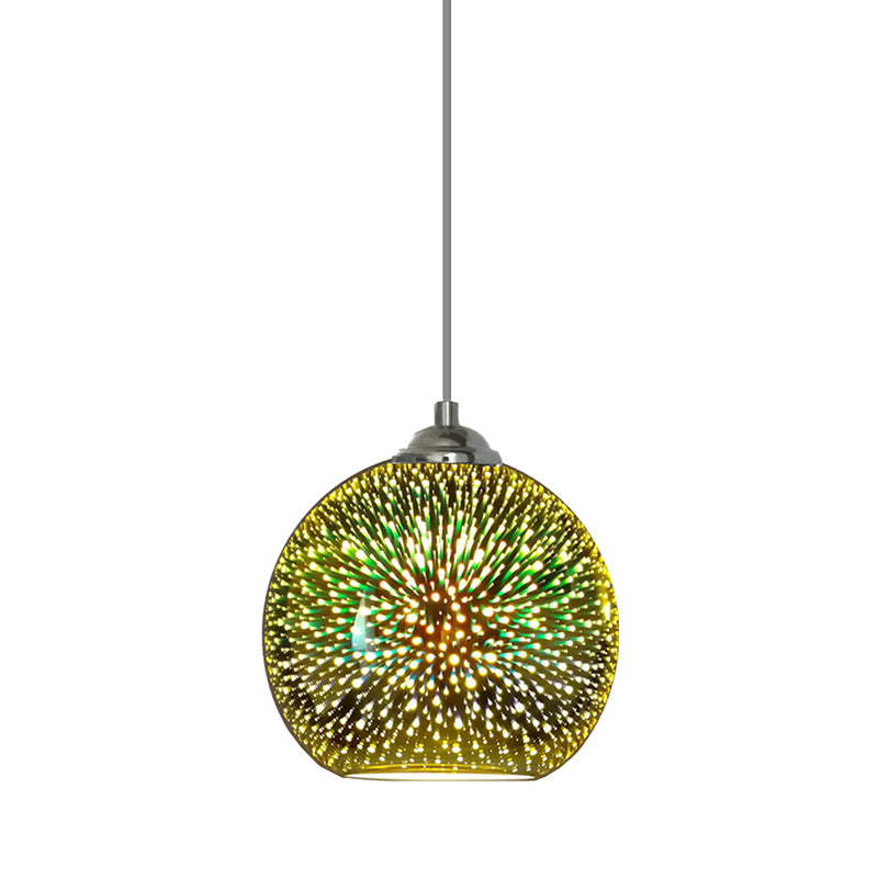 Globe Hanging Light Fixture Modern Gold/Copper 3D Glass 1 Head 8"/10" Wide Dining Room Pendant Lamp Clearhalo 'Ceiling Lights' 'Chandeliers' 'Glass shade' 'Glass' 'Modern Pendants' 'Modern' 'Pendant Lights' 'Pendants' Lighting' 263124