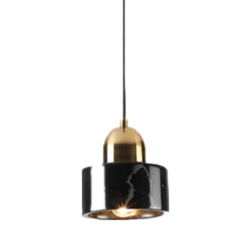 Single Light Marble Hanging Light with Gold Lamp Socket Design Modernism Style Mini Pendant Lamp for Bedroom Black Clearhalo 'Ceiling Lights' 'Pendant Lights' 'Pendants' Lighting' 2631242