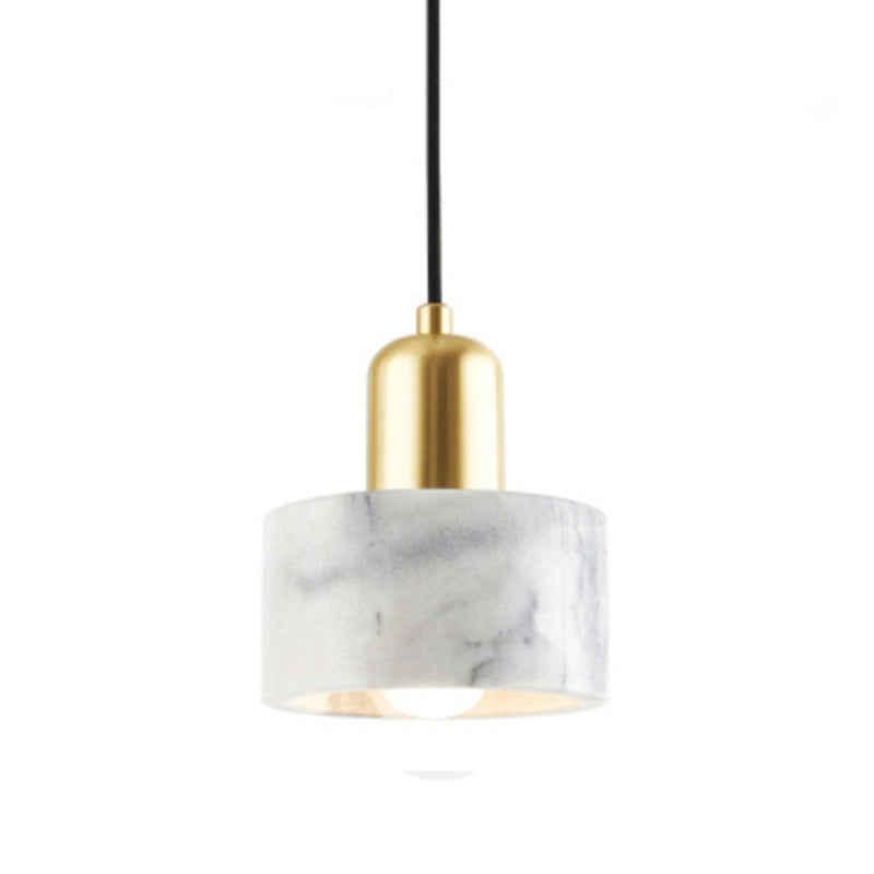 Single Light Marble Hanging Light with Gold Lamp Socket Design Modernism Style Mini Pendant Lamp for Bedroom White Clearhalo 'Ceiling Lights' 'Pendant Lights' 'Pendants' Lighting' 2631243