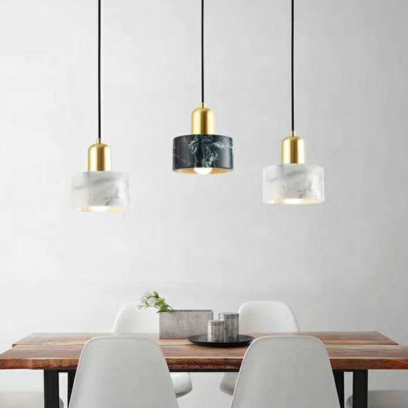 Single Light Marble Hanging Light with Gold Lamp Socket Design Modernism Style Mini Pendant Lamp for Bedroom Clearhalo 'Ceiling Lights' 'Pendant Lights' 'Pendants' Lighting' 2631244