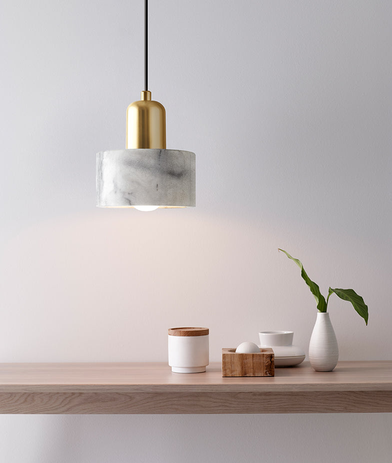 Single Light Marble Hanging Light with Gold Lamp Socket Design Modernism Style Mini Pendant Lamp for Bedroom Clearhalo 'Ceiling Lights' 'Pendant Lights' 'Pendants' Lighting' 2631251