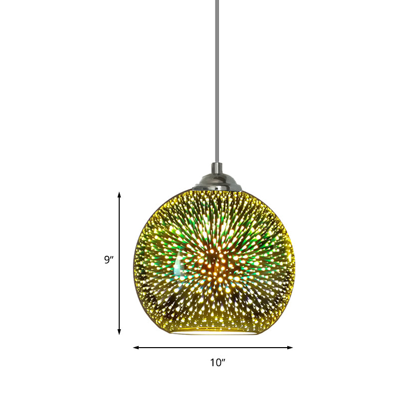 Globe Hanging Light Fixture Modern Gold/Copper 3D Glass 1 Head 8"/10" Wide Dining Room Pendant Lamp Clearhalo 'Ceiling Lights' 'Chandeliers' 'Glass shade' 'Glass' 'Modern Pendants' 'Modern' 'Pendant Lights' 'Pendants' Lighting' 263126
