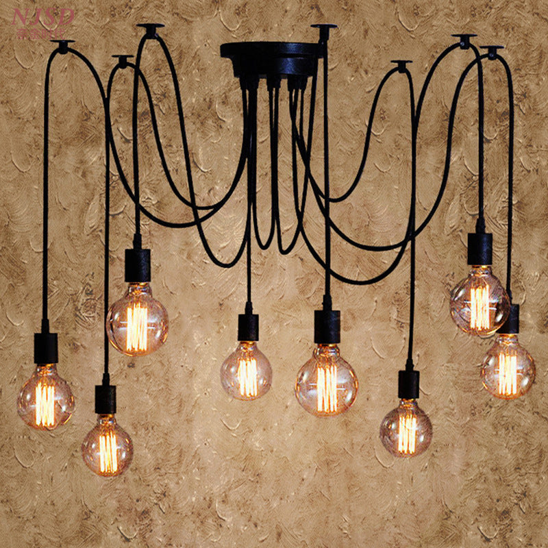 Industrial Style Bare Bulb Multi Head Hanging Light Retro Spider Shaped Pendant Lamp for Bar Clearhalo 'Ceiling Lights' 'Pendant Lights' 'Pendants' Lighting' 2631274