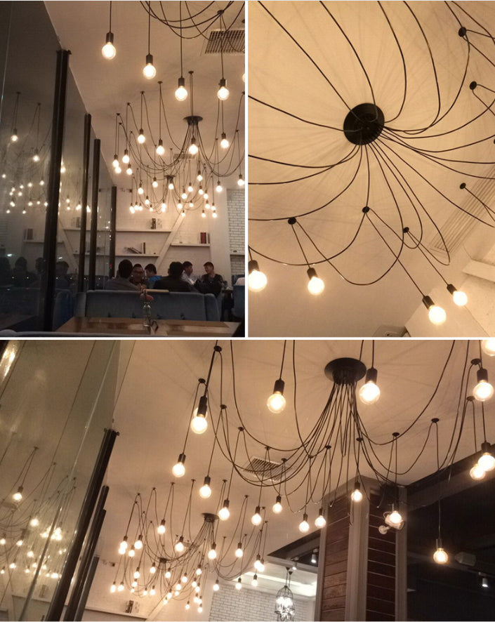 Industrial Style Bare Bulb Multi Head Hanging Light Retro Spider Shaped Pendant Lamp for Bar Clearhalo 'Ceiling Lights' 'Pendant Lights' 'Pendants' Lighting' 2631281