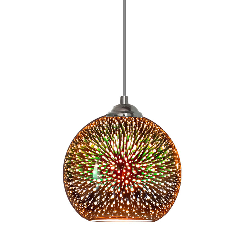 Globe Hanging Light Fixture Modern Gold/Copper 3D Glass 1 Head 8"/10" Wide Dining Room Pendant Lamp Clearhalo 'Ceiling Lights' 'Chandeliers' 'Glass shade' 'Glass' 'Modern Pendants' 'Modern' 'Pendant Lights' 'Pendants' Lighting' 263131
