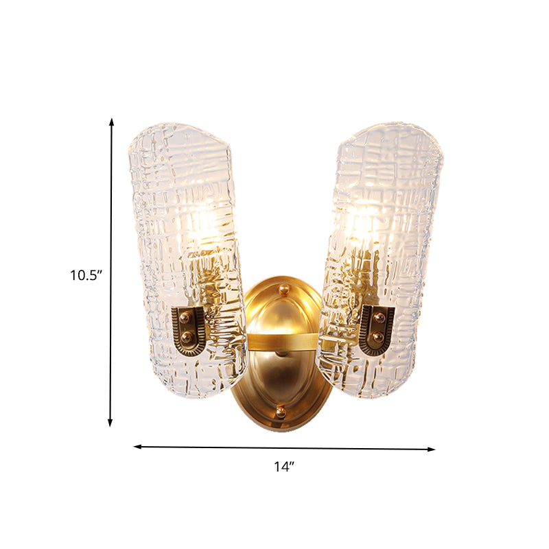 Simple Shield Wall Sconce Light Prism Crystal 1/2 Lights Corridor Wall Mount Light in Brass Clearhalo 'Modern wall lights' 'Modern' 'Wall Lamps & Sconces' 'Wall Lights' Lighting' 263189