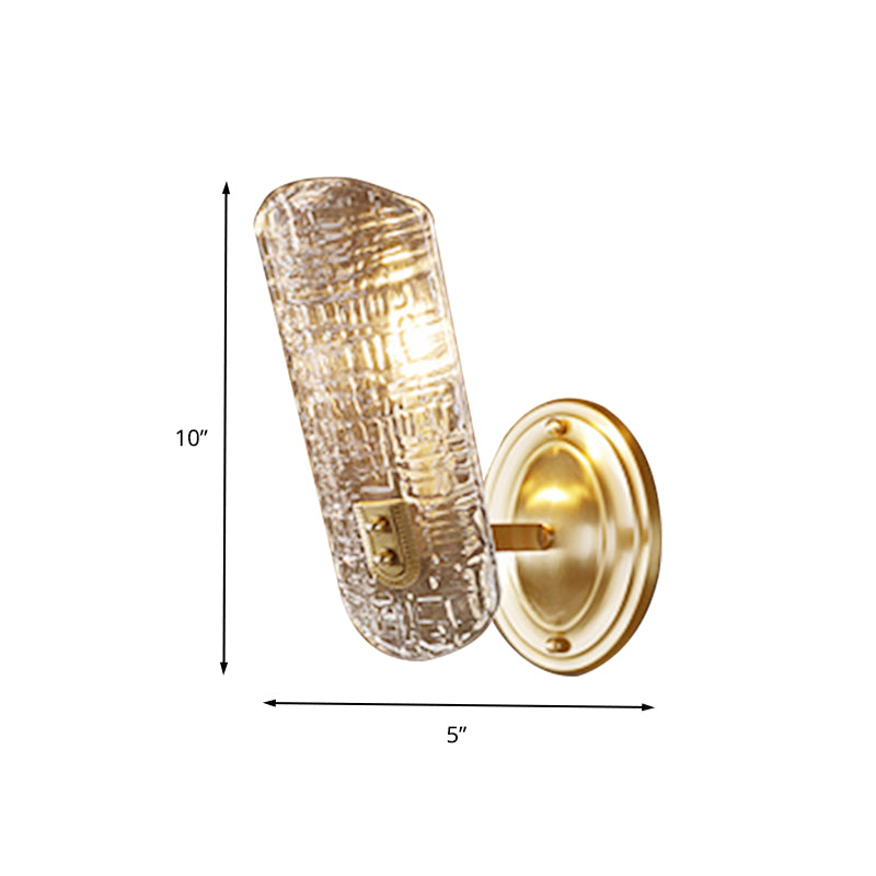 Simple Shield Wall Sconce Light Prism Crystal 1/2 Lights Corridor Wall Mount Light in Brass Clearhalo 'Modern wall lights' 'Modern' 'Wall Lamps & Sconces' 'Wall Lights' Lighting' 263190