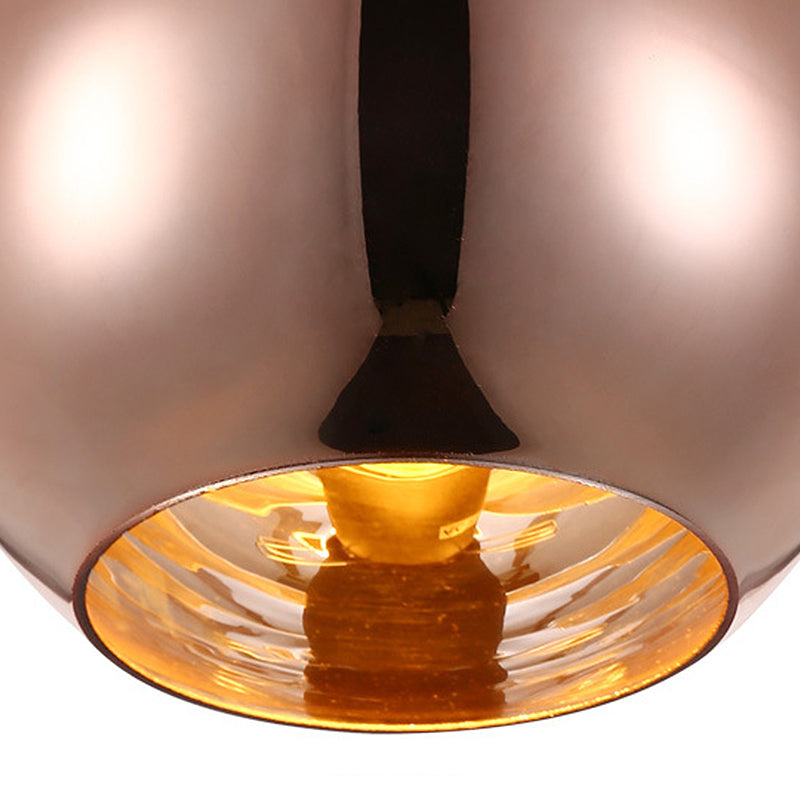 Mirror Glass Sphere Hanging Light Fixture Modern 6"/8"/10" Wide 1 Light Silver/Copper Pendant Lamp Clearhalo 'Ceiling Lights' 'Glass shade' 'Glass' 'Modern Pendants' 'Modern' 'Pendant Lights' 'Pendants' Lighting' 263209