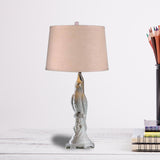 Modernism LED Desk Light with Fabric Shade Green/White Cone Small Desk Lamp with Bird Base White Clearhalo 'Lamps' 'Table Lamps' Lighting' 263220