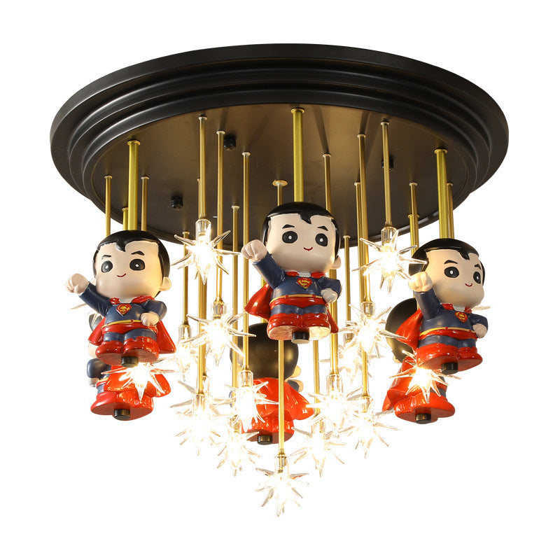 Kids Starry Flush Mount Light Clear Blown Glass 5/6 Lights Bedroom Red Ceiling Lighting with/without Remote Control Clearhalo 'Ceiling Lights' 'Close To Ceiling Lights' 'Close to ceiling' 'Flush mount' Lighting' 263459