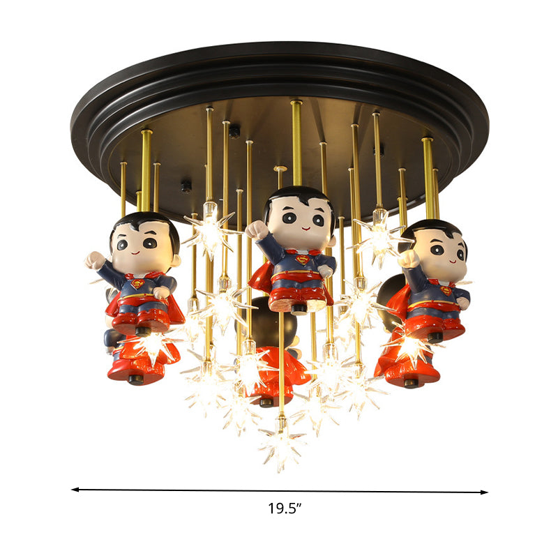 Kids Starry Flush Mount Light Clear Blown Glass 5/6 Lights Bedroom Red Ceiling Lighting with/without Remote Control Clearhalo 'Ceiling Lights' 'Close To Ceiling Lights' 'Close to ceiling' 'Flush mount' Lighting' 263460