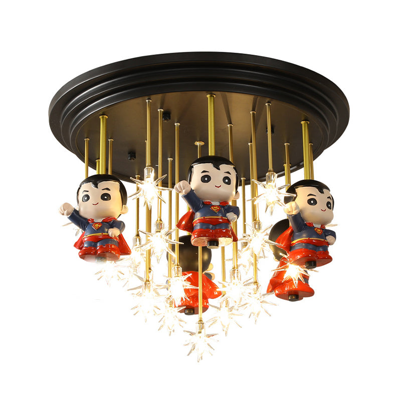 Kids Starry Flush Mount Light Clear Blown Glass 5/6 Lights Bedroom Red Ceiling Lighting with/without Remote Control Clearhalo 'Ceiling Lights' 'Close To Ceiling Lights' 'Close to ceiling' 'Flush mount' Lighting' 263463