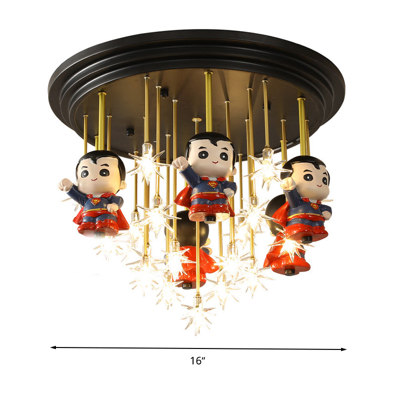 Kids Starry Flush Mount Light Clear Blown Glass 5/6 Lights Bedroom Red Ceiling Lighting with/without Remote Control Clearhalo 'Ceiling Lights' 'Close To Ceiling Lights' 'Close to ceiling' 'Flush mount' Lighting' 263464