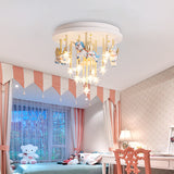 Resin Horse/Bird/Crane Ceiling Light Fixture Kids 13/16 Lights Blue/Pink Flush Mount Lighting with Clear Glass Shade Clearhalo 'Ceiling Lights' 'Close To Ceiling Lights' 'Close to ceiling' 'Flush mount' Lighting' 263566