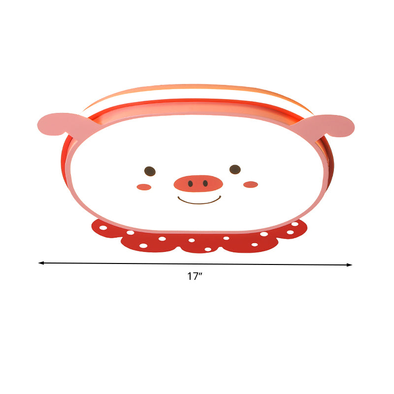 Pig Acrylic Ceiling Light Fixture Cartoon Style Integrated LED Blue/Pink Flush Mount Lamp, Warm/White/3 Color Light Clearhalo 'Ceiling Lights' 'Close To Ceiling Lights' 'Close to ceiling' 'Flush mount' Lighting' 263602