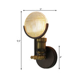 Round Clear Glass Wall Sconce Colonial 1 Bulb Indoor Wall Mounted Light Fixture in Black and Gold Clearhalo 'Wall Lamps & Sconces' 'Wall Lights' Lighting' 263619