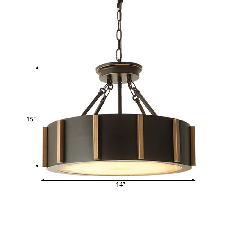 Iron Gear Drop Pendant 14"/18" Dia Traditional LED Black Hanging Ceiling Lamp, Warm Light Clearhalo 'Ceiling Lights' 'Close To Ceiling Lights' 'Glass shade' 'Glass' 'Pendant Lights' 'Pendants' Lighting' 263722