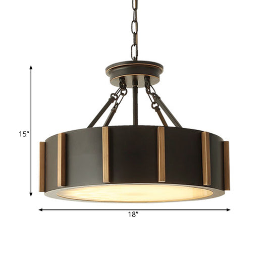 Iron Gear Drop Pendant 14"/18" Dia Traditional LED Black Hanging Ceiling Lamp, Warm Light Clearhalo 'Ceiling Lights' 'Close To Ceiling Lights' 'Glass shade' 'Glass' 'Pendant Lights' 'Pendants' Lighting' 263723